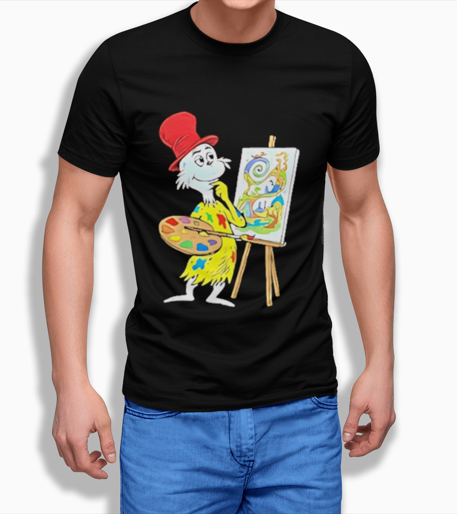 Sam I Am Red Hat Palette Painting Easel Whimsical Scene T-Shirt