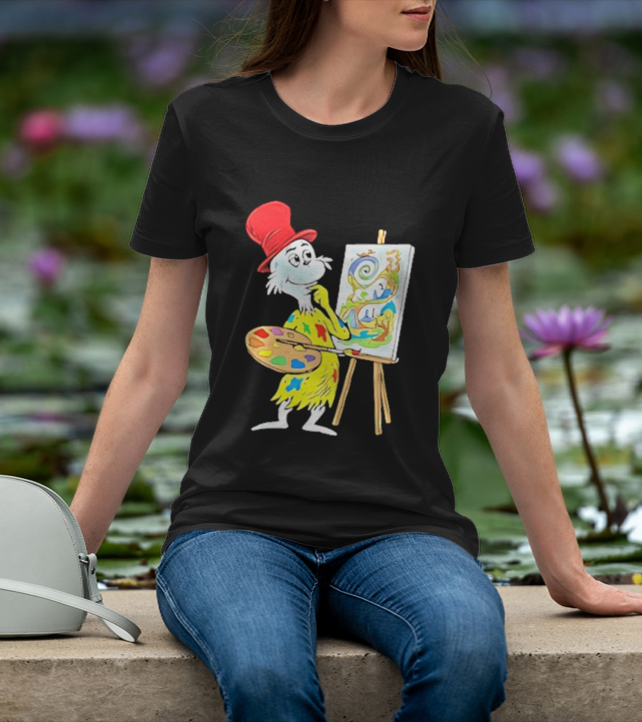 Sam I Am Red Hat Palette Painting Easel Whimsical Scene T-Shirt