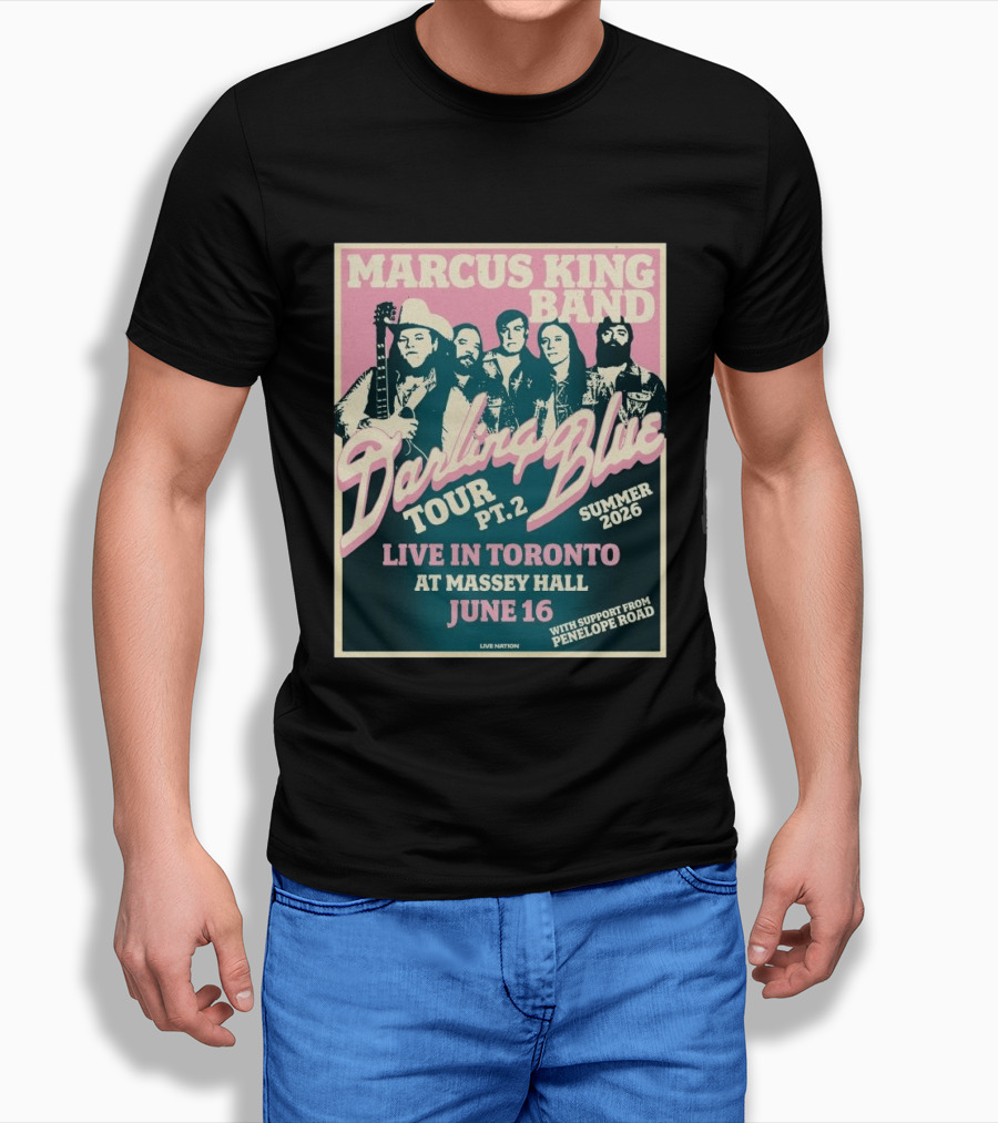 Marcus King Band Darling Blue Tour Part 2 Live In Toronto Massey Hall June 16 Summer 2026 Penelope Road Support T-Shirt