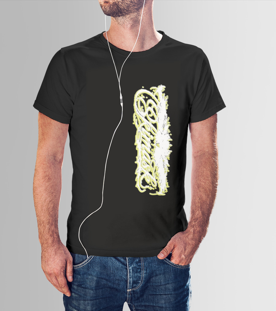 Ski Mask Script Neon Yellow Graffiti Style Vertical T-Shirt