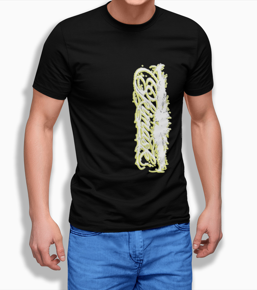 Ski Mask Script Neon Yellow Graffiti Style Vertical T-Shirt