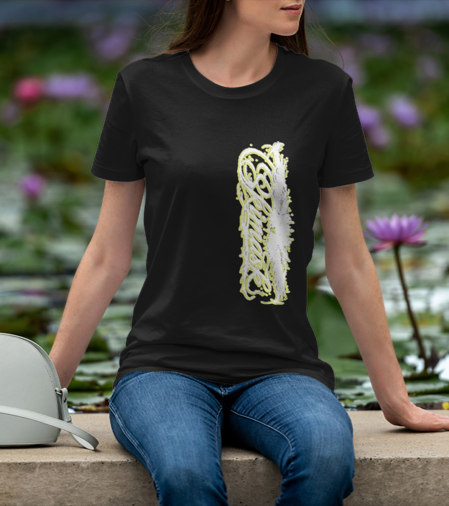 Ski Mask Script Neon Yellow Graffiti Style Vertical T-Shirt