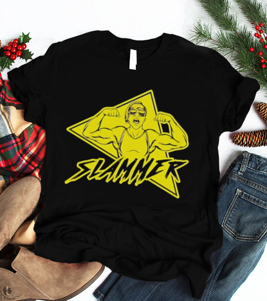 Slammer Muscle Man Headband Sunglasses Flexing Pose T-Shirt