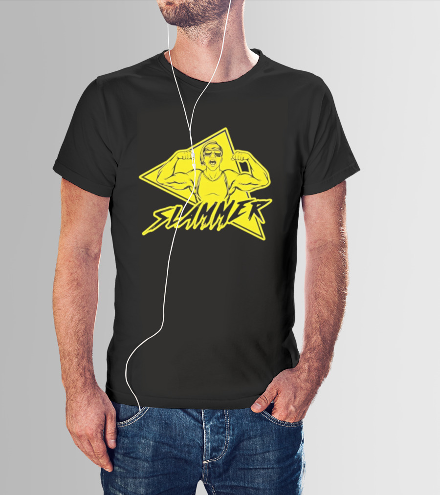 Slammer Muscle Man Headband Sunglasses Flexing Pose T-Shirt