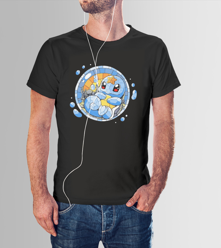 Squirtle Stained Glass Window Pokemon T-Shirt