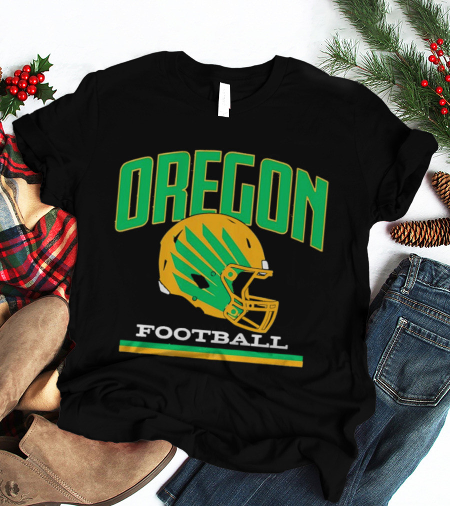 Oregon Football Green Yellow Helmet Iconic Team T-Shirt