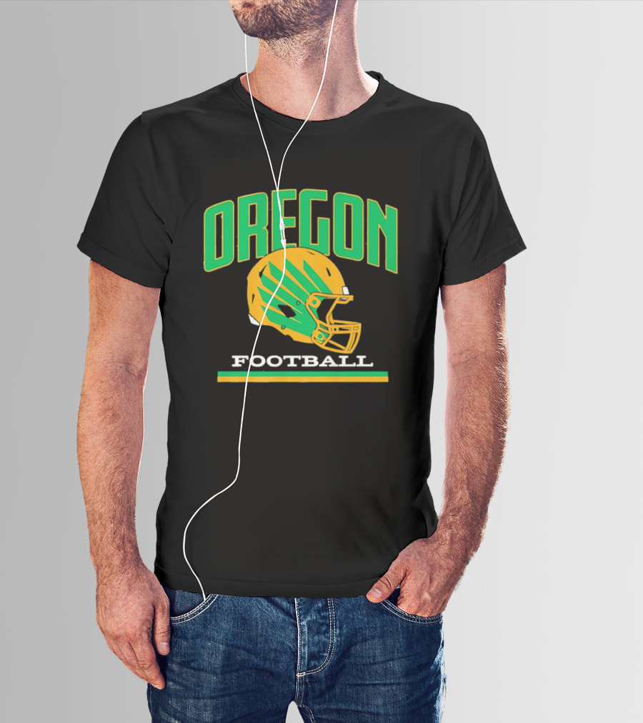 Oregon Football Green Yellow Helmet Iconic Team T-Shirt