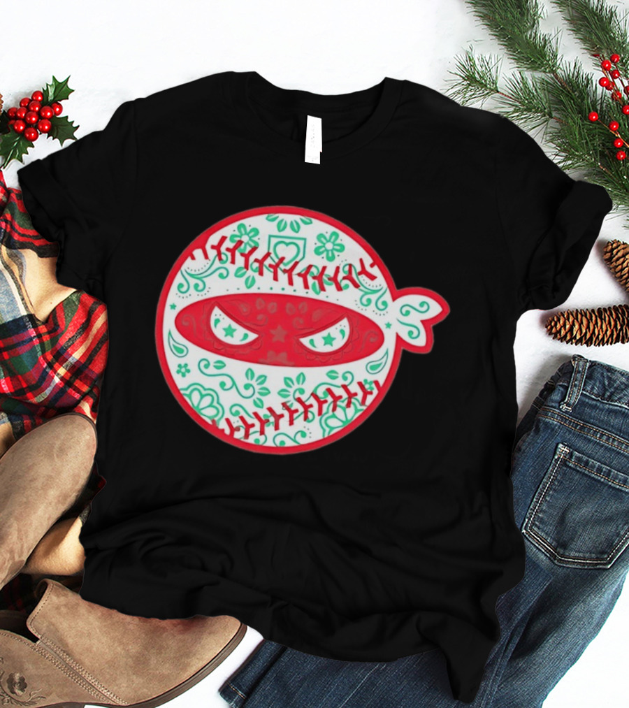 Pitching Ninja Mexico Baseball Dia De Los Muertos T-Shirt