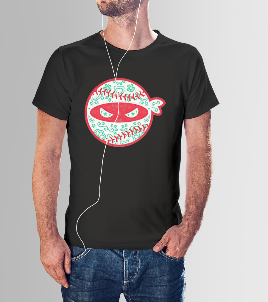 Pitching Ninja Mexico Baseball Dia De Los Muertos T-Shirt