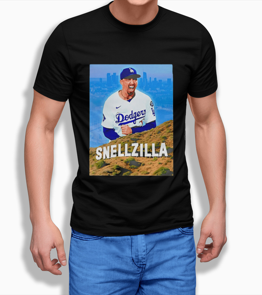 Blake Snell La Dodgers Snellzilla Los Angeles Skyline T-Shirt