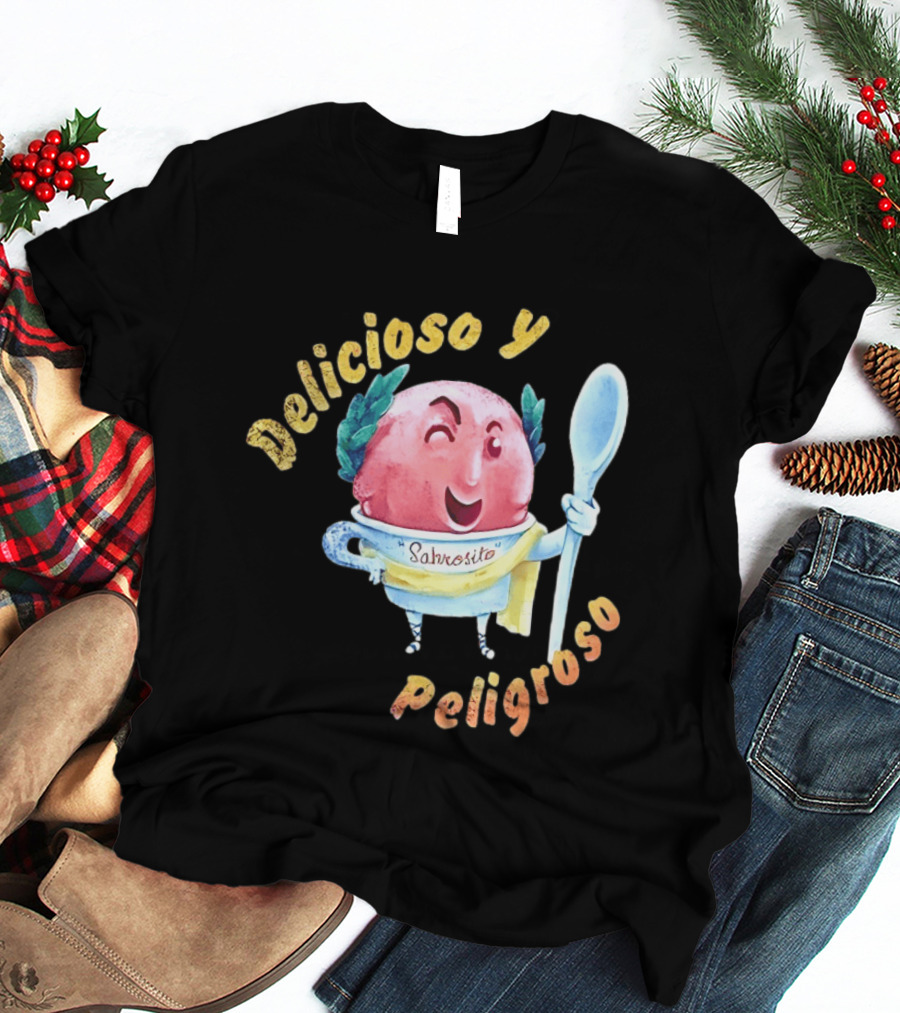 Delicioso Y Sabrosito Peligroso Helado Sonriente Dibujos Animados Cucharón T-Shirt