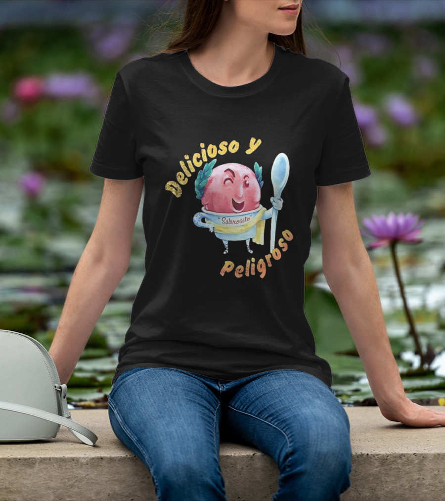 Delicioso Y Sabrosito Peligroso Helado Sonriente Dibujos Animados Cucharón T-Shirt