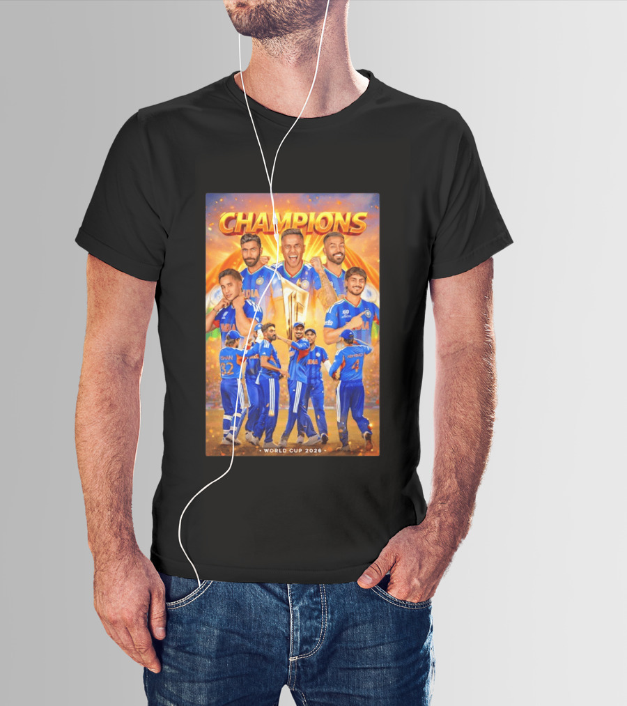 Champions India World Cup 2026 Cricket Celebration T-Shirt
