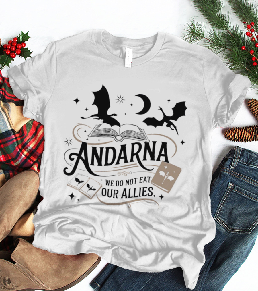Andarna We Do Not Eat Our Allies Dragon Book Cards Night Sky T-Shirt