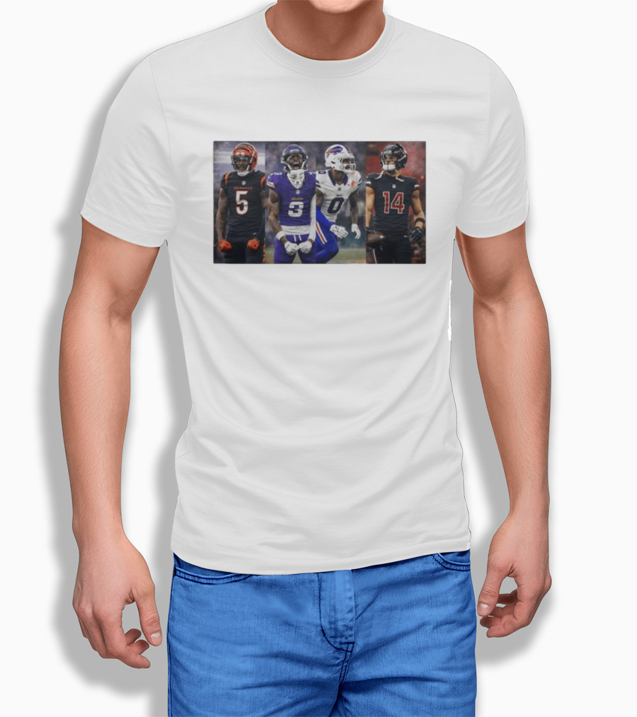 Bengals Vikings Bills Falcons Buckeyes Football Players NFL Collage T-Shirt