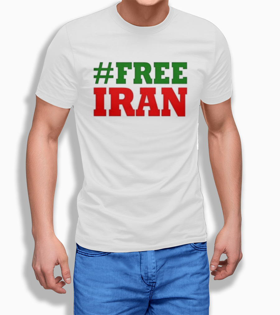 #FREE IRAN Green Red Text Bold Message T-Shirt