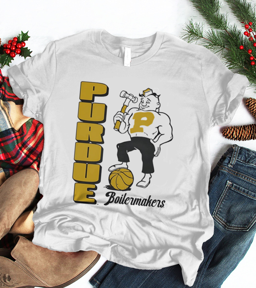 Purdue Boilermakers Basketball Hammer 1970s Retro Team T-Shirt
