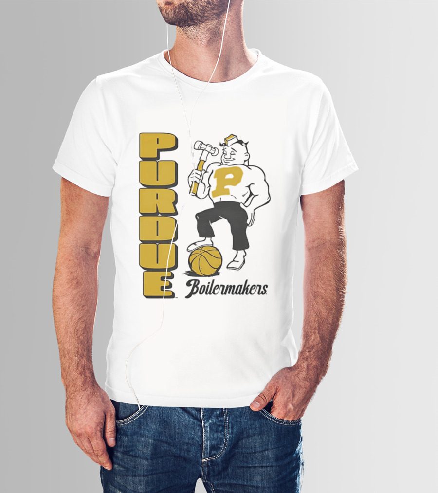 Purdue Boilermakers Basketball Hammer 1970s Retro Team T-Shirt
