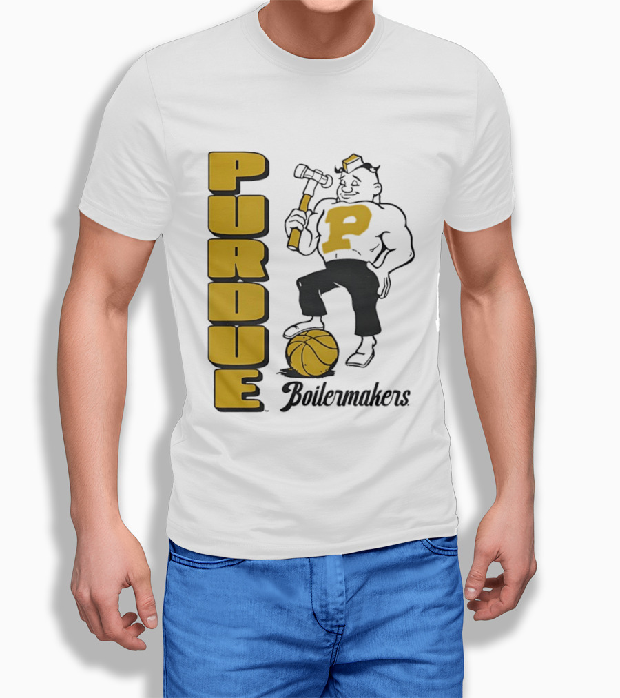 Purdue Boilermakers Basketball Hammer 1970s Retro Team T-Shirt