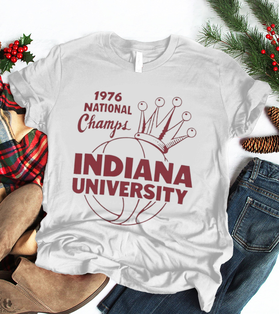Indiana University 1976 National Champs Basketball Crown T-Shirt