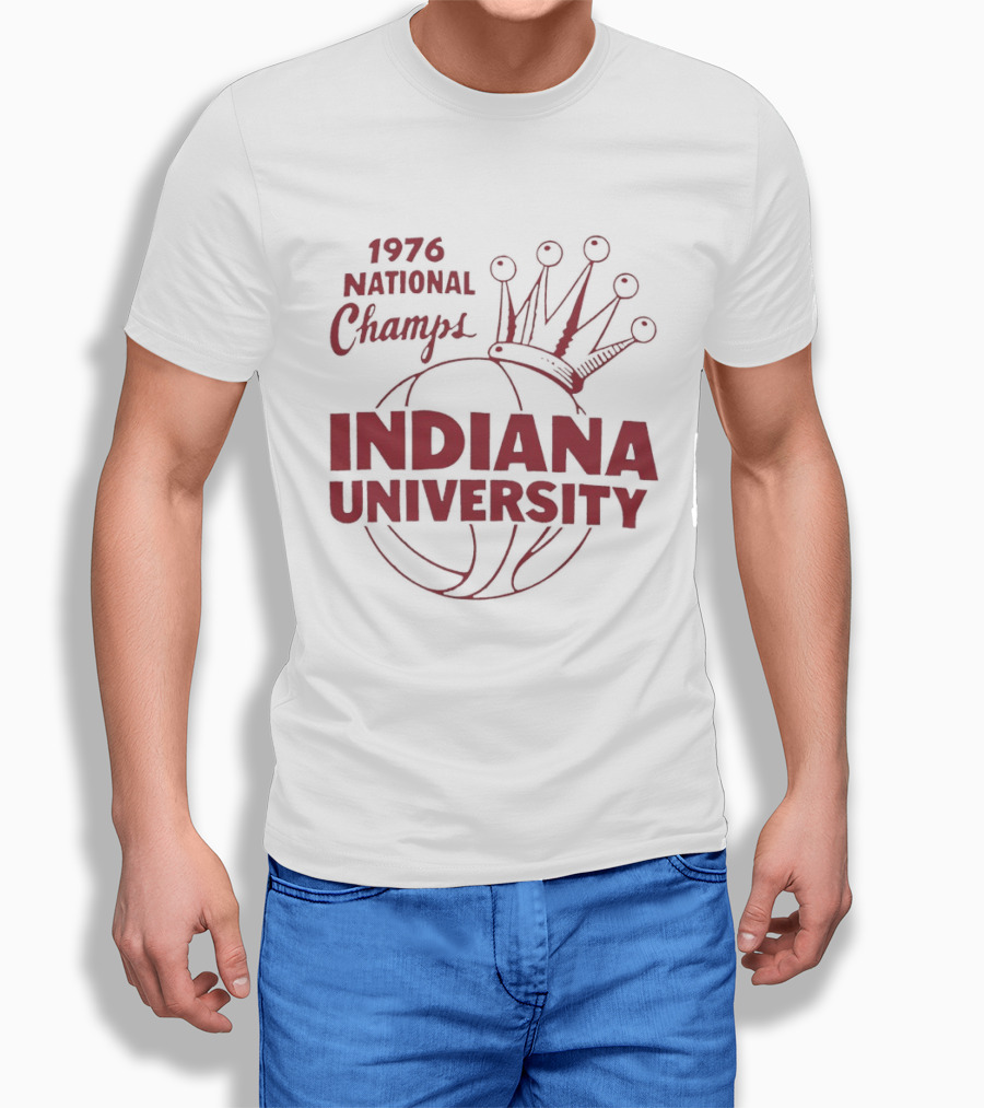 Indiana University 1976 National Champs Basketball Crown T-Shirt