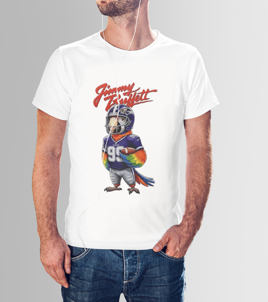 Jimmy Buffett Baltimore Ravens Parrot Jersey Number 99 Football T-Shirt