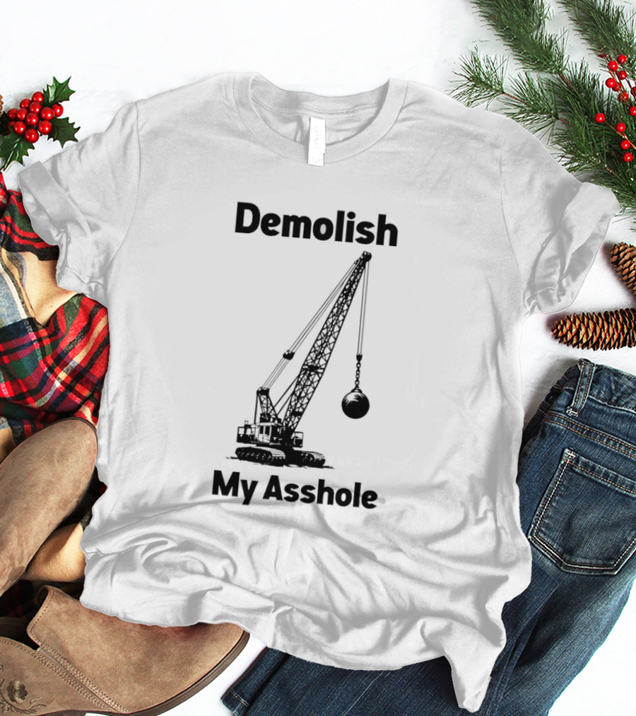 Demolish My Asshole Wrecking Ball Joke Humor T-Shirt