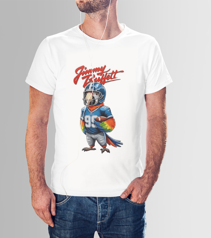 Jimmy Buffett Detroit Lions Parrot 99 Football Team Spirit T-Shirt
