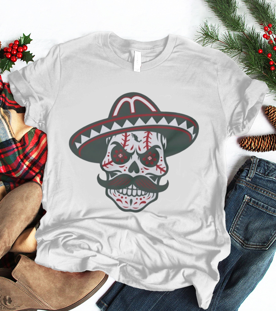 Skull Calaveras Mexico Sombrero Sugar Skull Baseball T-Shirt