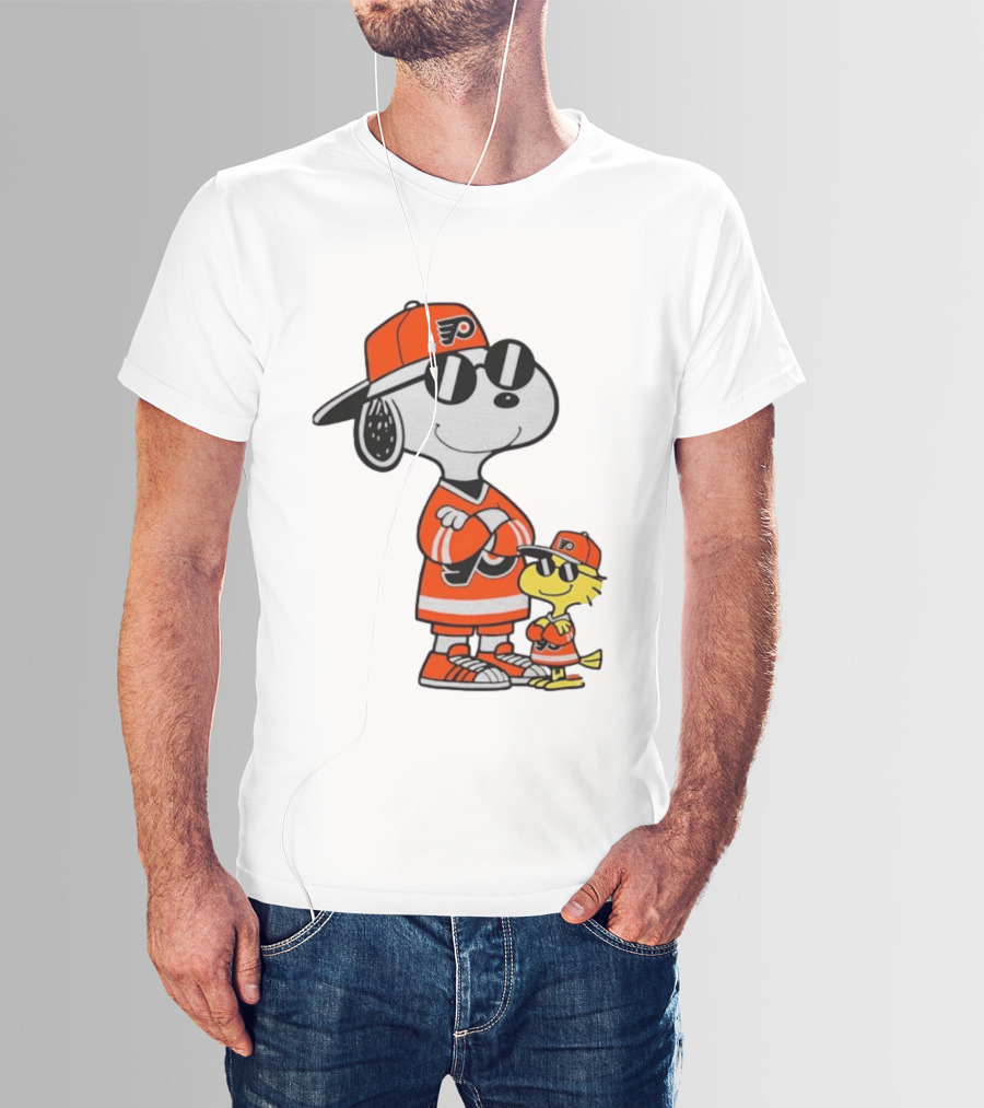 Snoopy Woodstock Philadelphia Flyers NHL Hockey Sunglasses T-Shirt