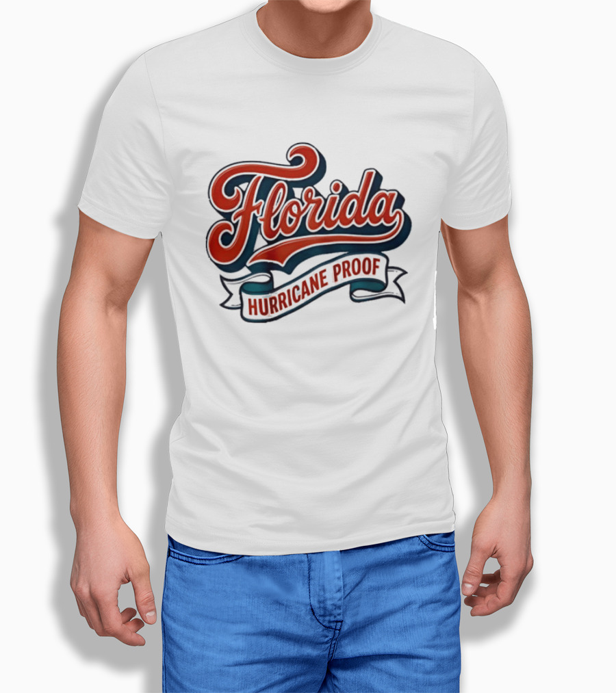 Florida Hurricane Proof Script Ribbon T-Shirt