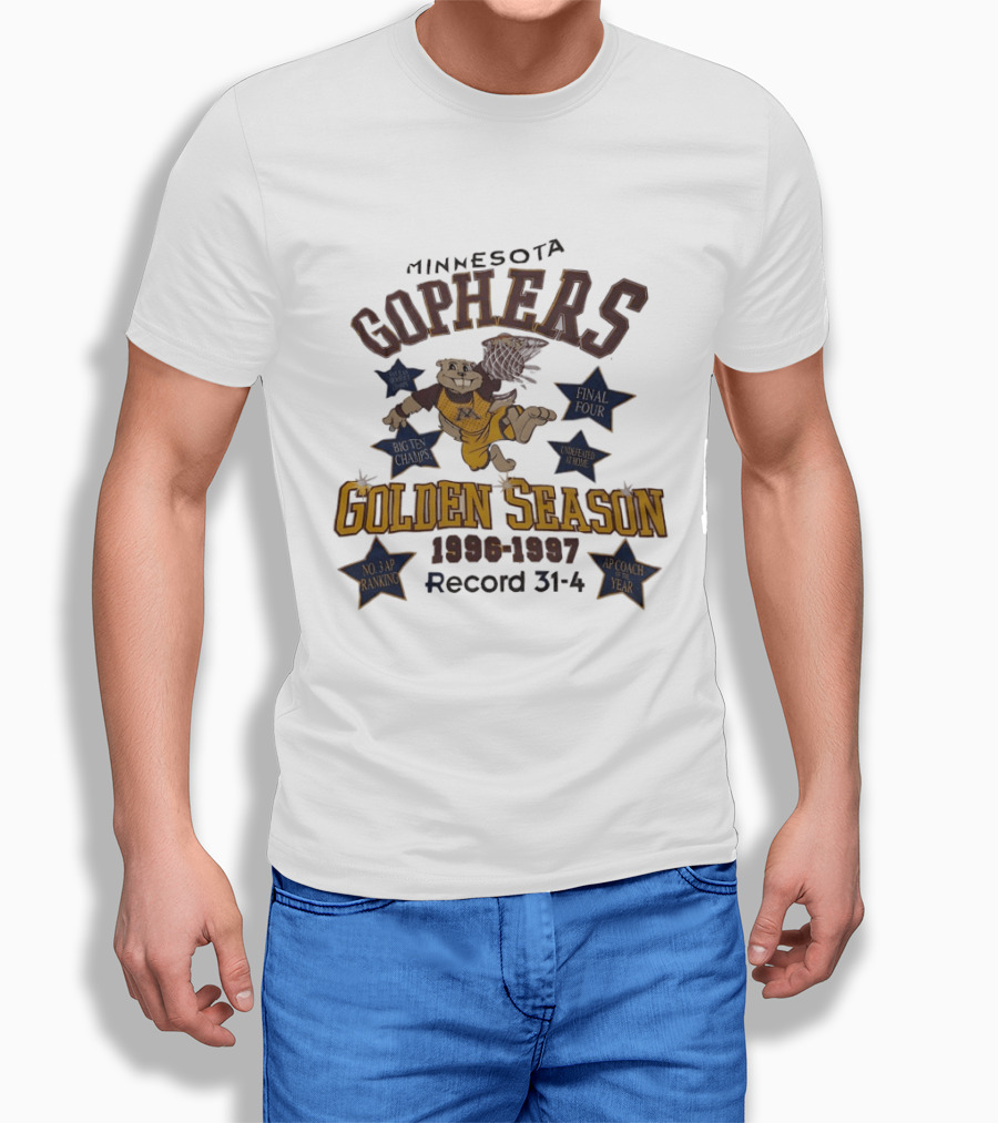 Minnesota Golden Gophers Golden Season 1996 1997 Record 31 4 No. 3 AP Ranking Coach Year T-Shirt