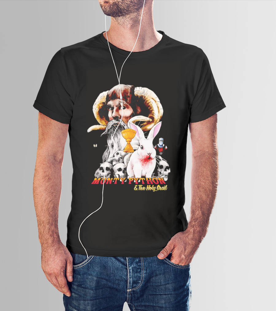 Monty Python And The Holy Grail Tim The Enchanter Killer Rabbit Grail Skulls T-Shirt