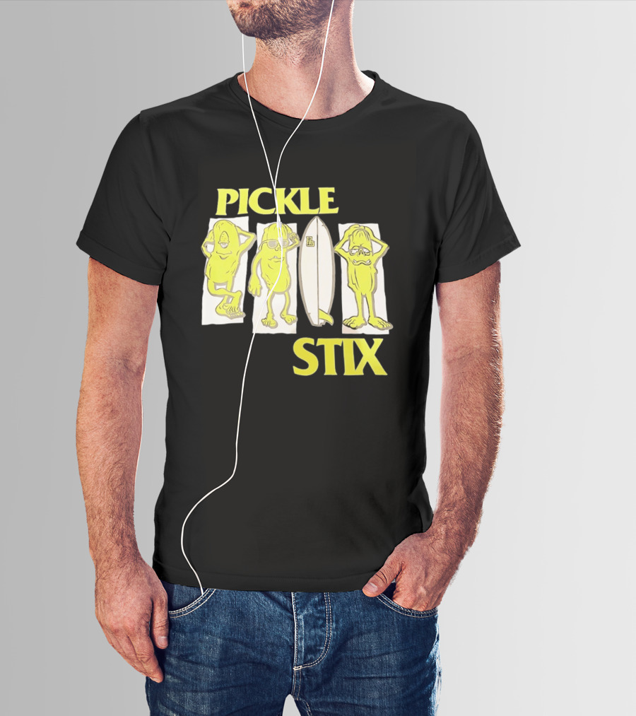 Pickle Stix Surfboard Vacation Characters T-Shirt