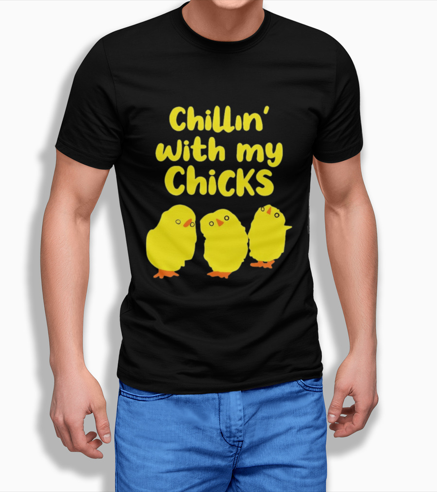 Chillin' With My Chicks Cute Yellow Cartoon Birds T-Shirt