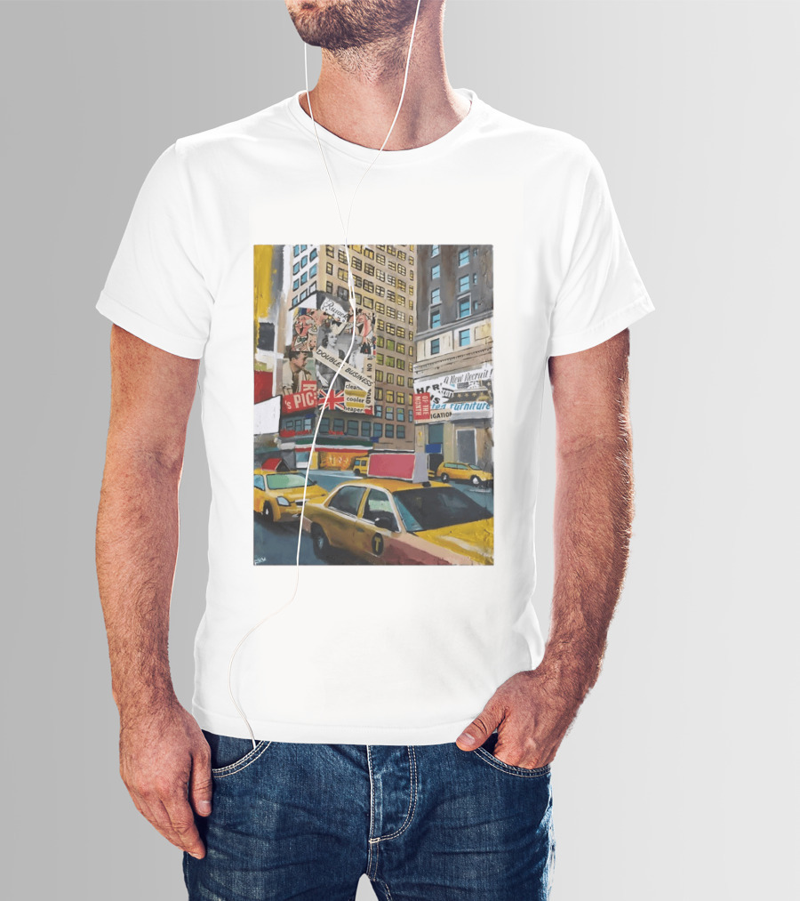 New York City Times Square Taxi Doubles Business British Flag T-Shirt