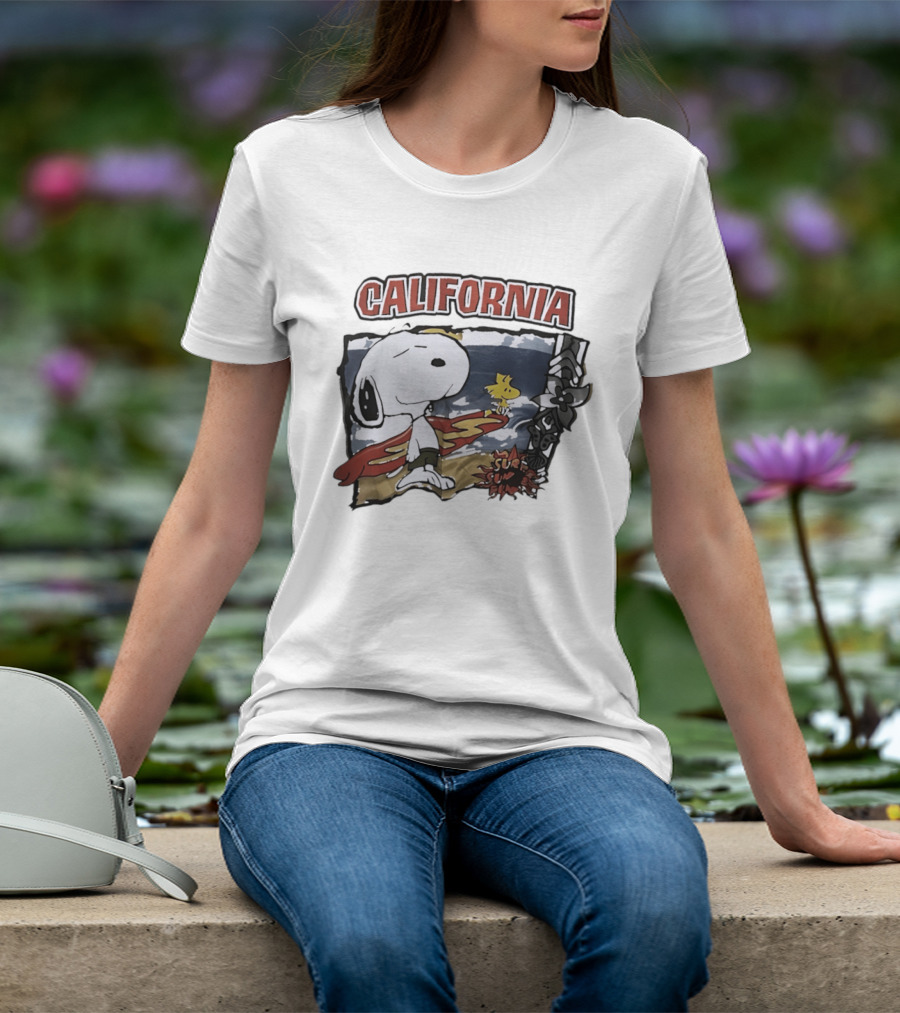California Snoopy Woodstock Surf Sun Fun T-Shirt