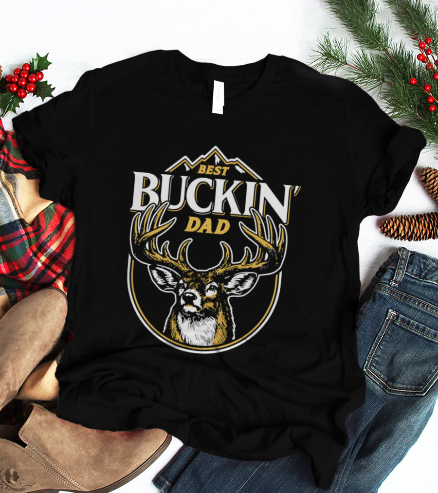 Best Buckin' Dad Deer Antlers Mountain T-Shirt