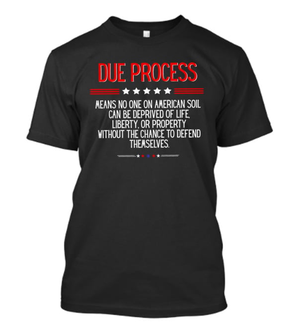 Due Process Means No One On American Soil Can Be Deprived Of Life Liberty Or Property Without The Chance To Defend Themselves T-Shirt