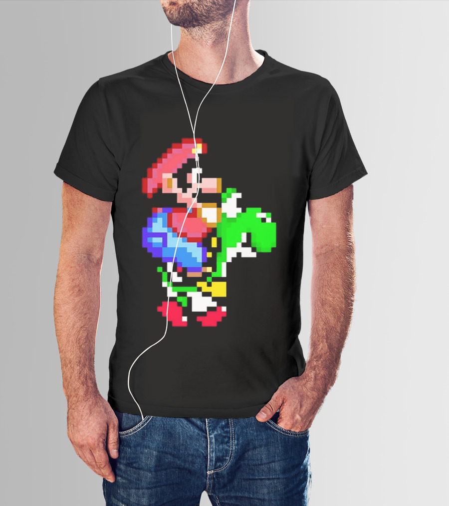 Mario And Yoshi Super Mario World Pixel T-Shirt