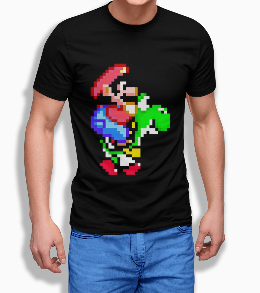 Mario And Yoshi Super Mario World Pixel T-Shirt