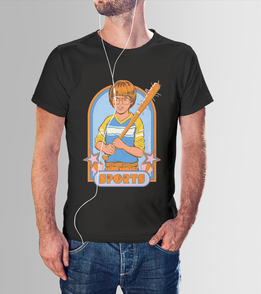 Steven Rhodes Retro Sports Baseball Bat Boy With Glasses T-Shirt