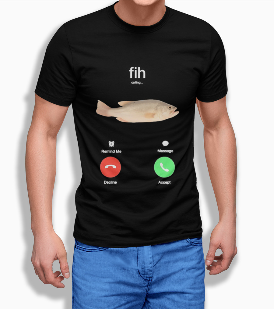 Fish Phone Call Funny User Interface Comedy T-Shirt