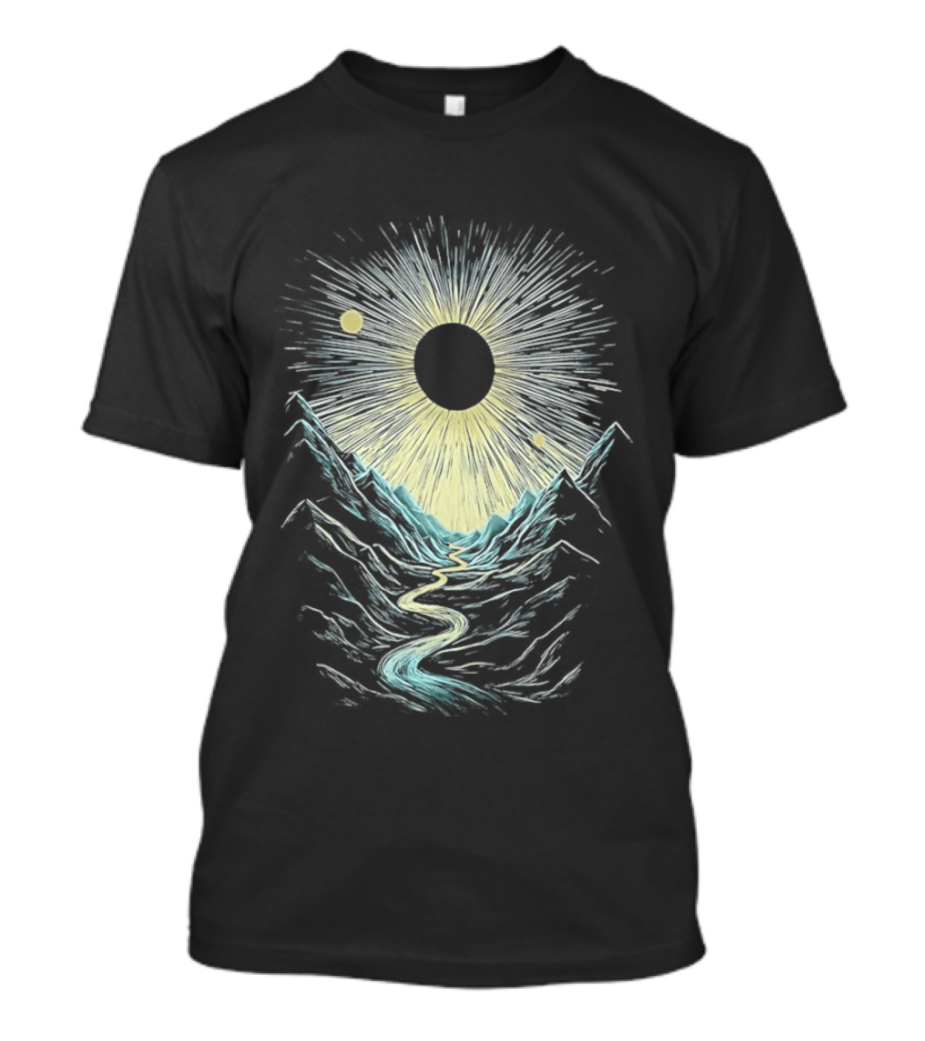 The Moon Illuminating A Scenic Valley And River Landscape T-Shirt