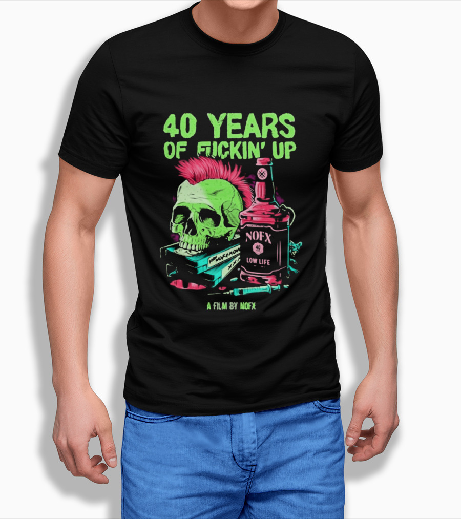40 Years Of Fuckin' Up NOFX Bottle Skull A Film By NOFX T-Shirt