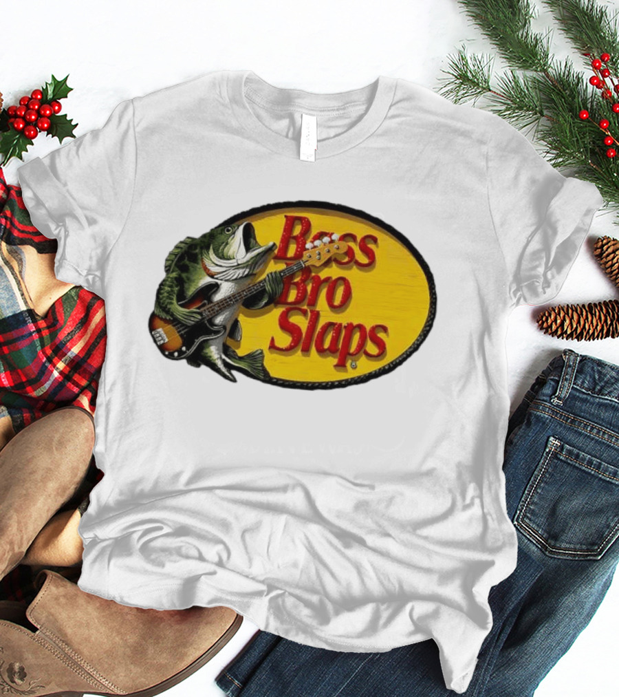 Bass Bro Slaps Fish Playing Electric Guitar T-Shirt