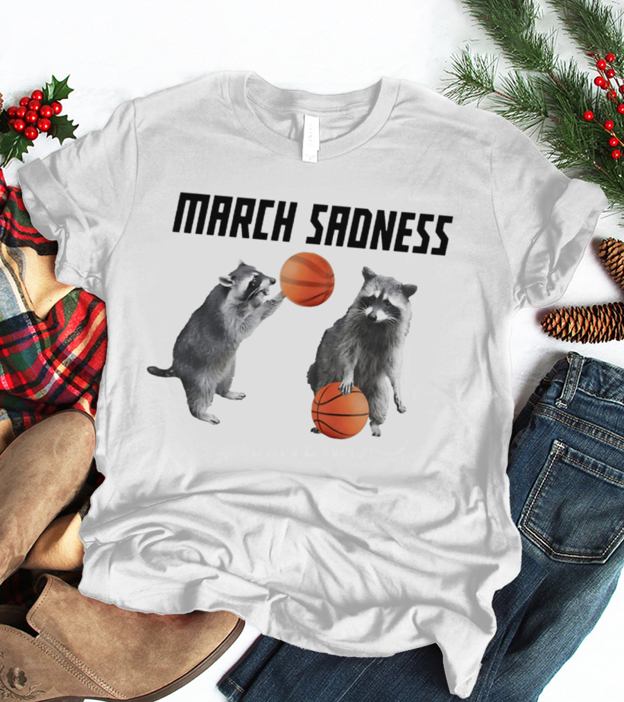 March Sadness Raccoon Basketball Players With Balls T-Shirt