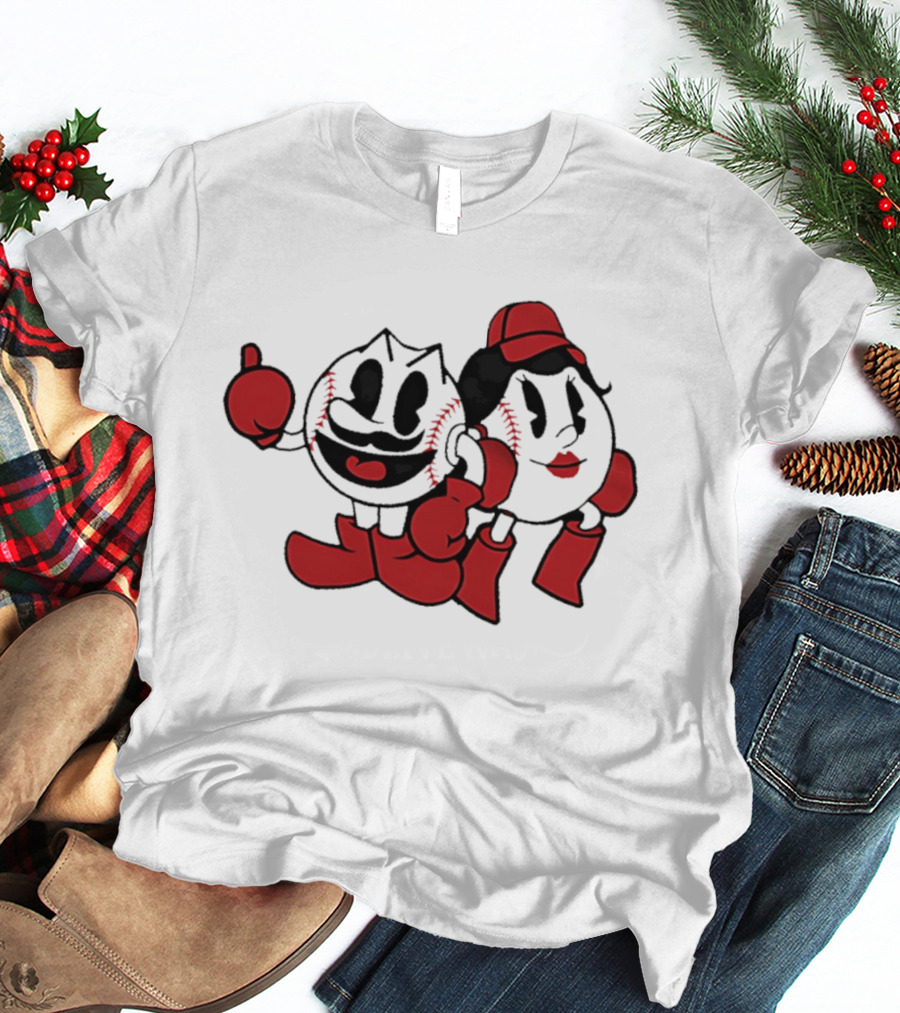 Cincinnati Reds Mr And Ms Baseball Cartoon T-Shirt