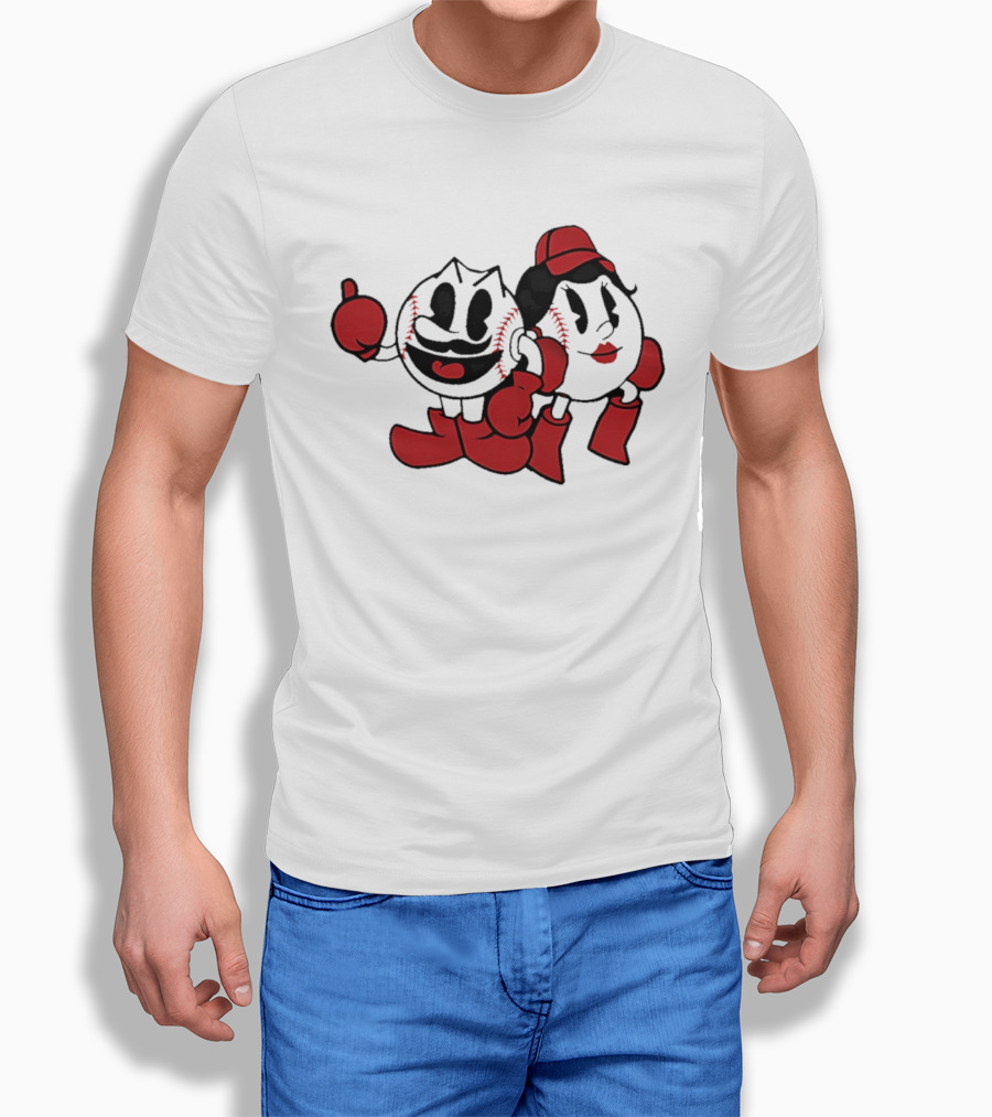 Cincinnati Reds Mr And Ms Baseball Cartoon T-Shirt