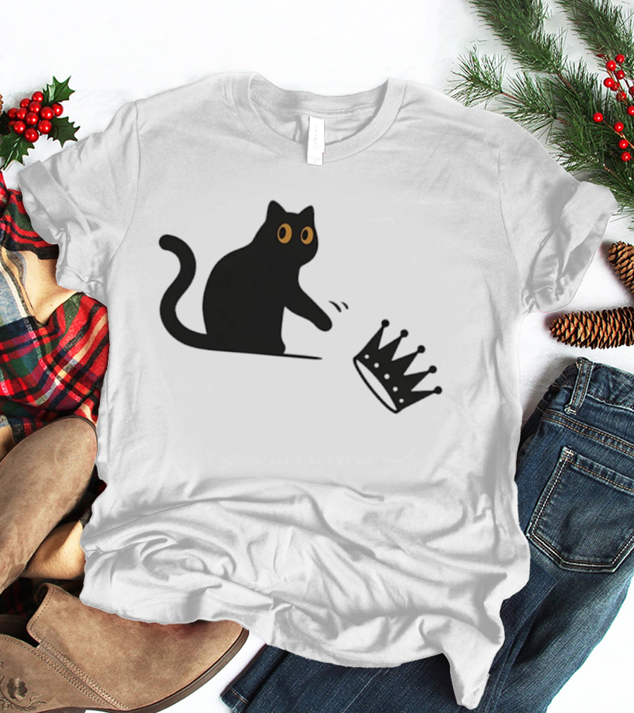 No Kings Cat 2026 Meme Black Cat And Crown T-Shirt
